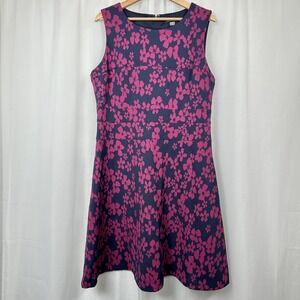 Tommy Hilfiger Womens Floral Fit Flare Knit Dress 14 Stretch Resort Purple Blue